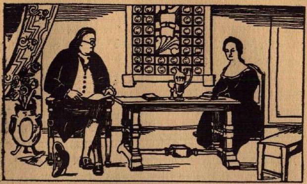 Franklin and his wife at home — a plate from the book