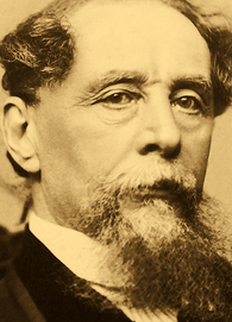 Charles Dickens, the narrator, in golden light