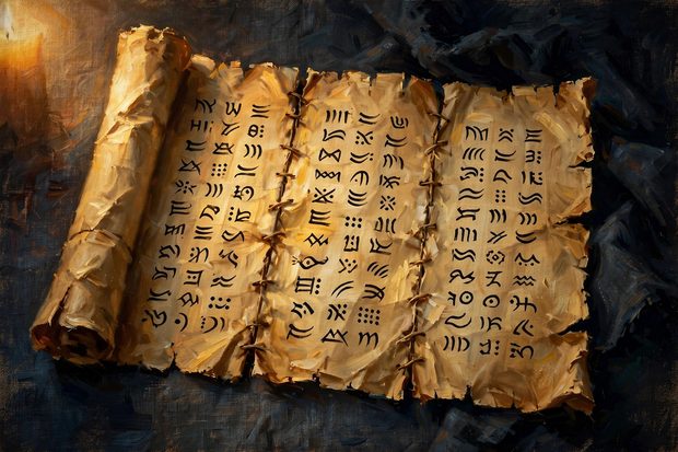 An ancient scroll unrolled — original plate made for this edition