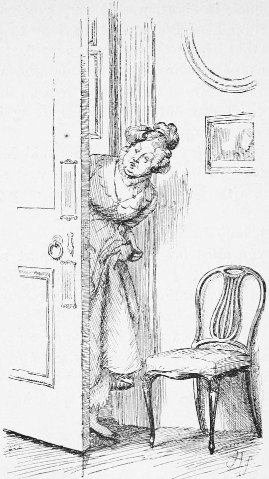 A stage plate from the book — a Hugh Thomson illustration